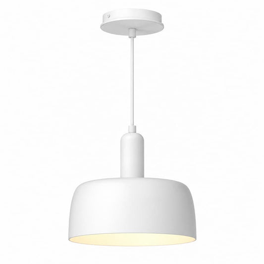 Alora Mood Adriano PD427710WH 10-Inch 1-Light Pendant in White Finish with Steel Shade