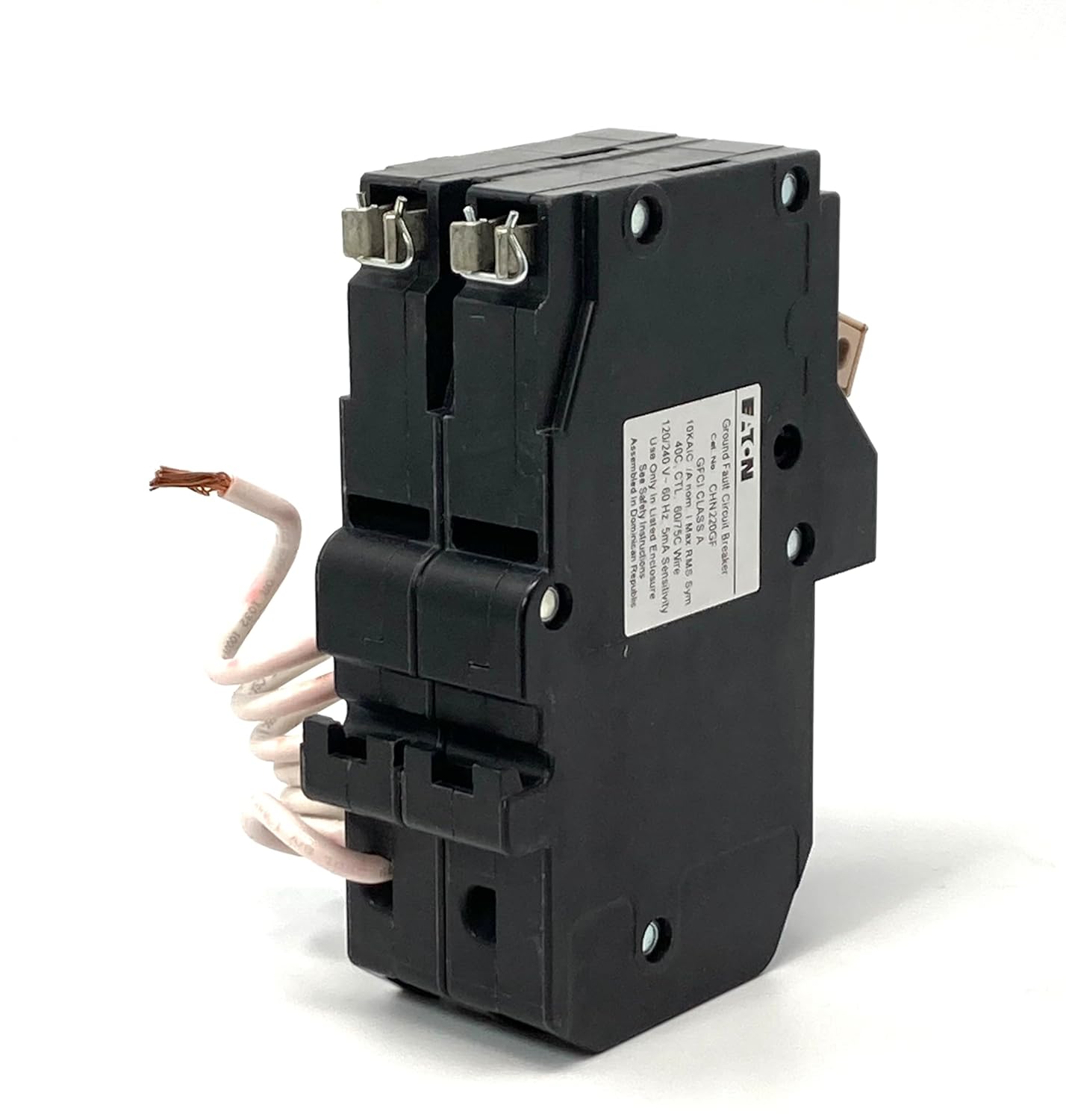 Eaton 2-Pole 30A 120/240V CH Series Ground Fault Circuit Breaker, Plug-In Mount, 10kA Interrupt, Thermal Magnetic Trip, UL Listed