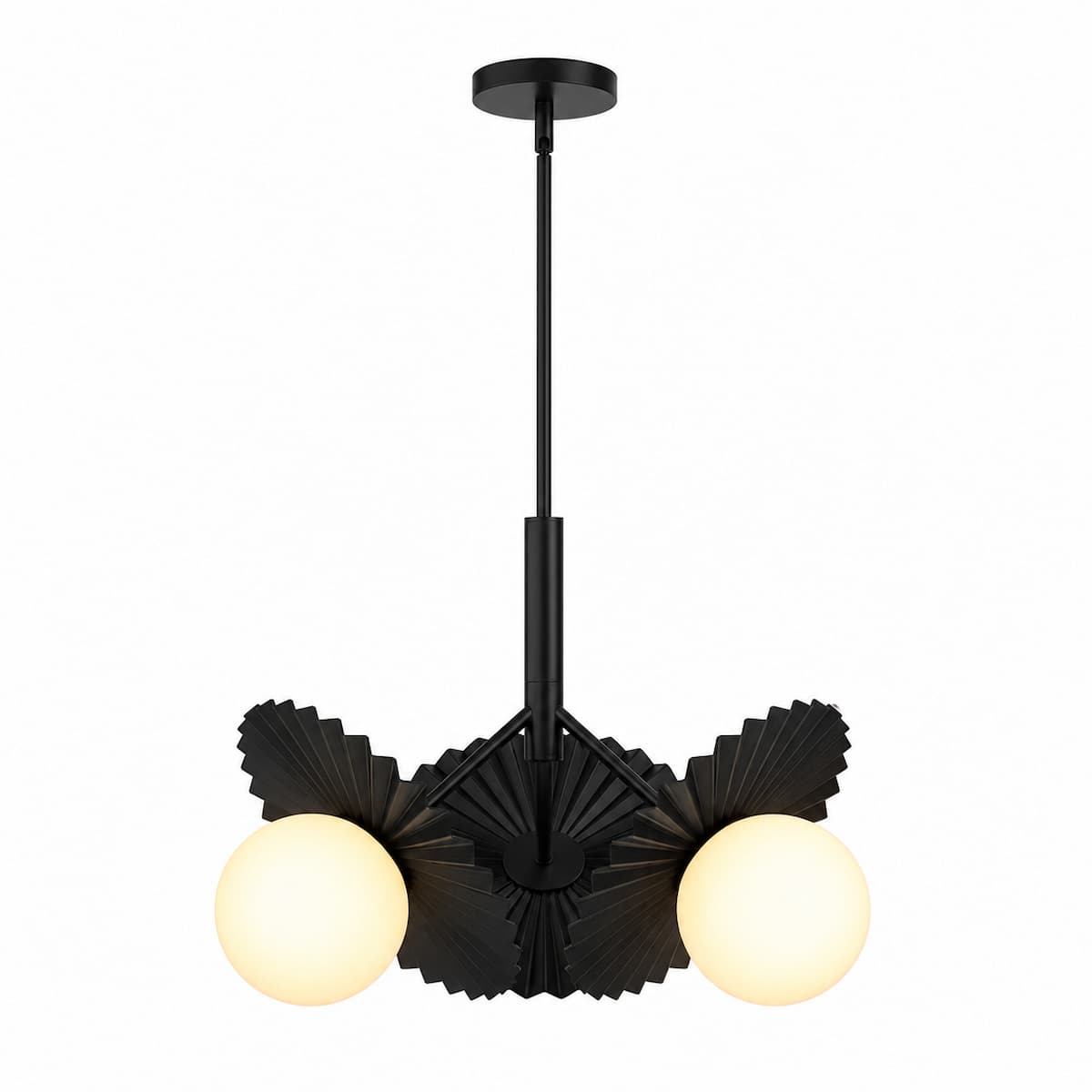 Alora Mood CH501322MBOP Plume 22-Inch 3-Light Chandelier in Matte Black Finish with Steel and Glass Construction