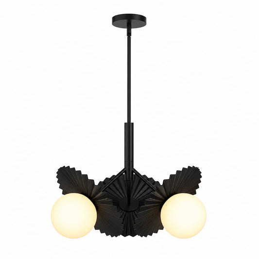 Alora Mood CH501322MBOP Plume 22-Inch 3-Light Chandelier in Matte Black Finish with Steel and Glass Construction