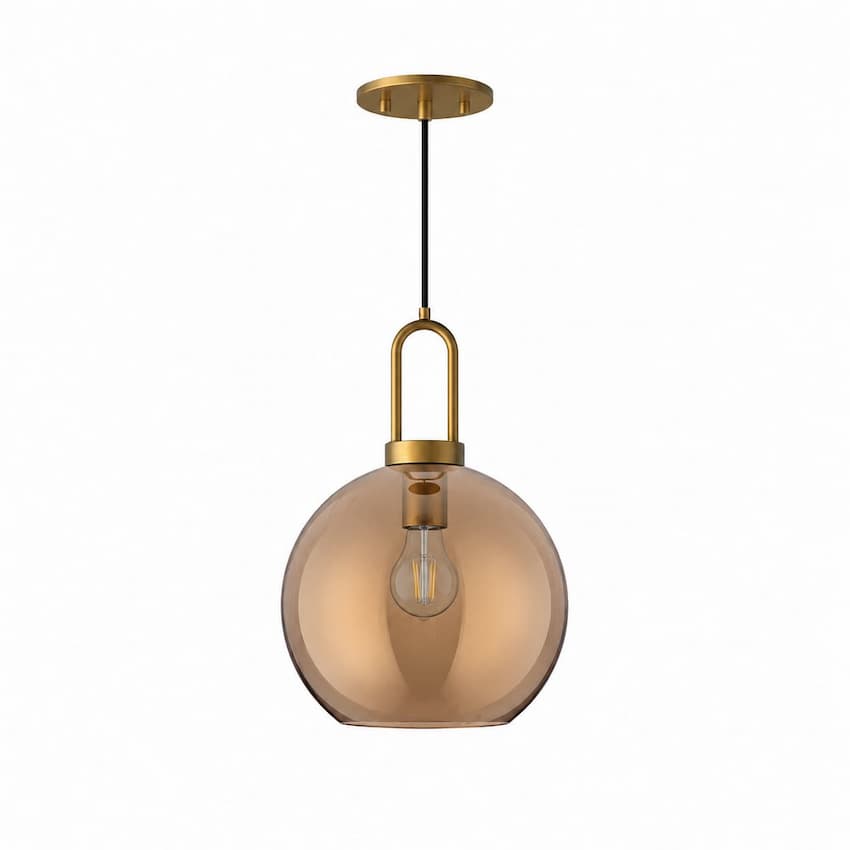 Alora Mood Soji Collection PD601710AGCP 1-Light Pendant Featuring Aged Gold Steel Hardware and Copper Glass Shade