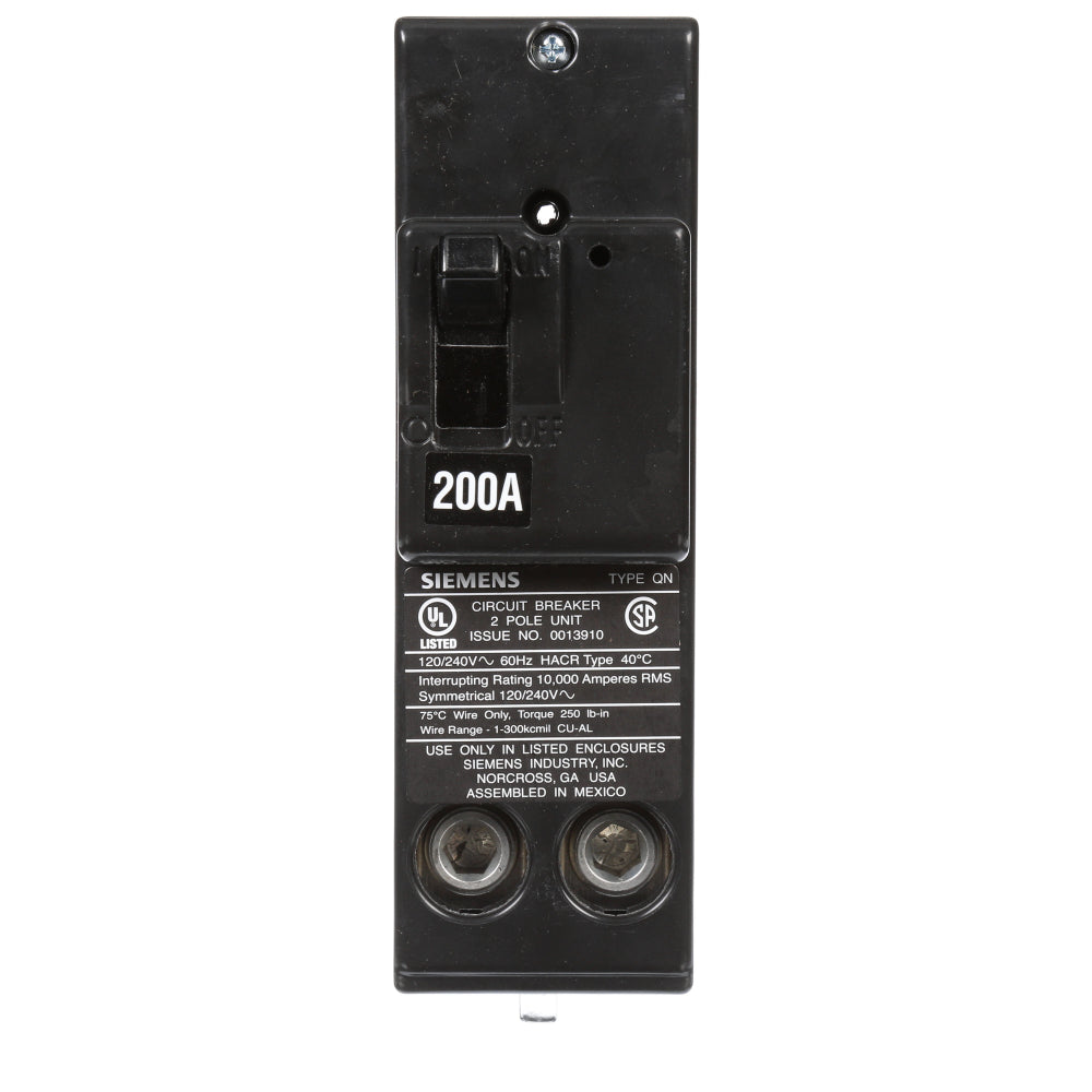 Siemens 200 Amp 2 Pole 120/240V Thermal Magnetic Circuit Breaker Plug-In Type QN