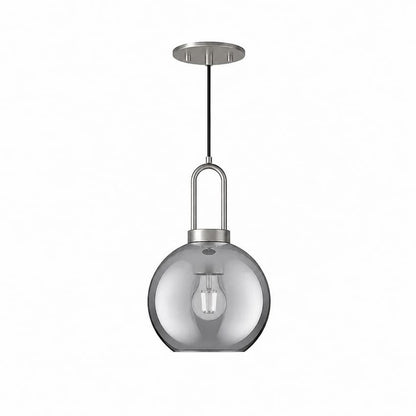 Alora Mood Soji Collection PD601608BNSM 1-Light Pendant with Brushed Nickel Steel Hardware, Smoked Solid Glass Globe and E26 Bulb Base