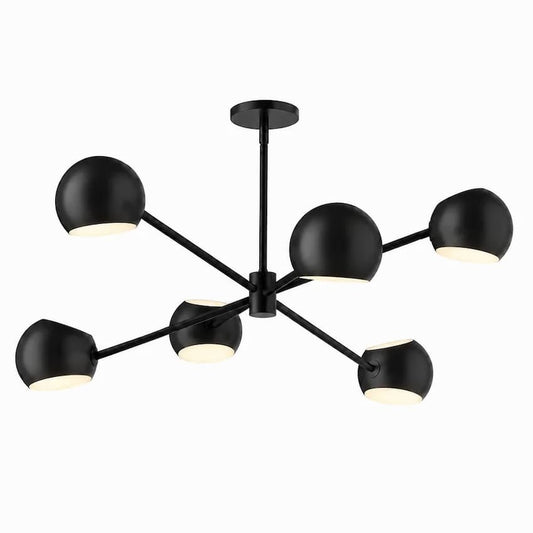 Alora Mood CH648637MB Willow 37-Inch 6-Light Chandelier in Matte Black Finish with Steel Shades