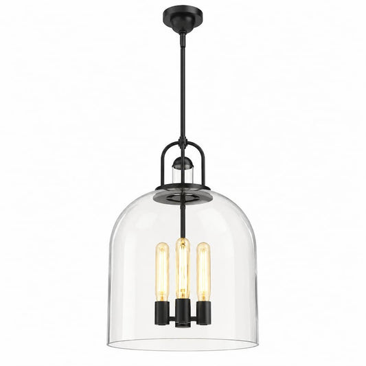 Alora Mood Lancaster PD461104MB 16-Inch 4-Light Pendant in Matte Black with Steel and Glass Construction