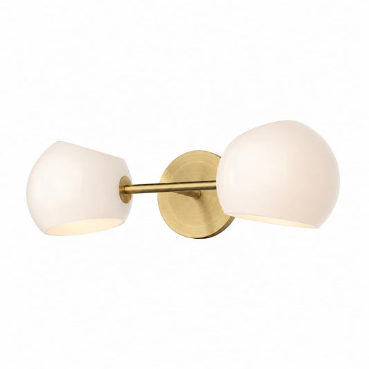 Alora Mood Willow WV548217BGOP 17-inch two-light vanity light with brushed gold finish and glass shades