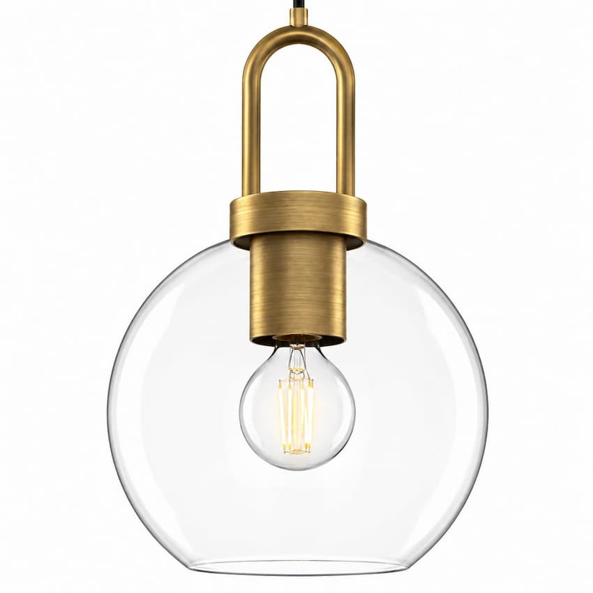 Alora Mood PD601608AGCL Soji Modern Pendant Ceiling Light with Aged Gold Finish, Clear Glass Globe and E26 Bulb for Contemporary Interiors