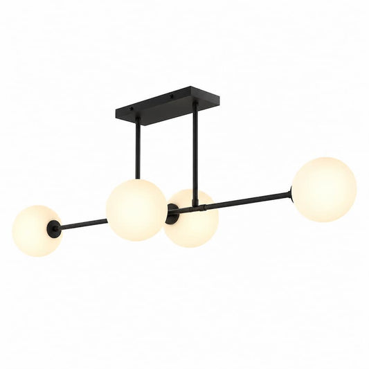 Alora Mood Cassia LP549448MBOP 48-Inch 4-Light Linear Pendant in Matte Black with Steel and Glass Construction