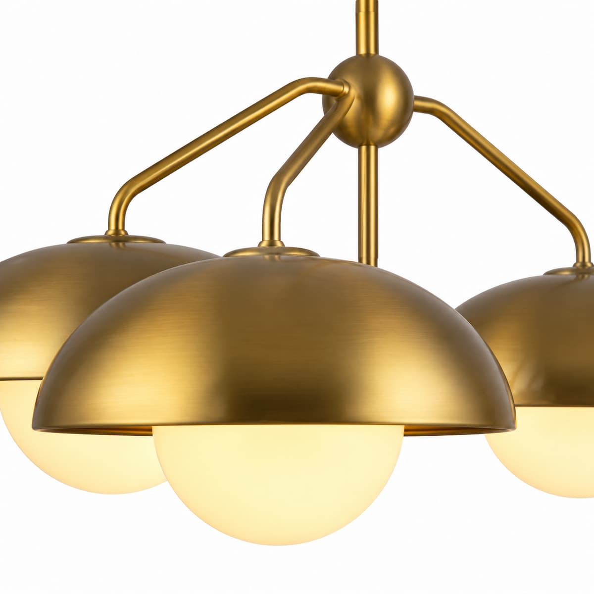 Alora Mood CH522328AGOP Rubio Modern Chandelier with Aged Gold Finish, Oversized Half-Shades and Opal Matte Glass Globes
