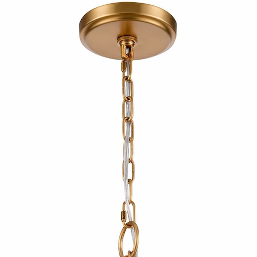 Arabela 85115-6 Copa chandelier with layered corn leaf strands, circular silhouette and sophisticated contemporary boho styling