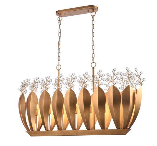 Arabela Callista antique gold leaf linear chandelier 85130-7