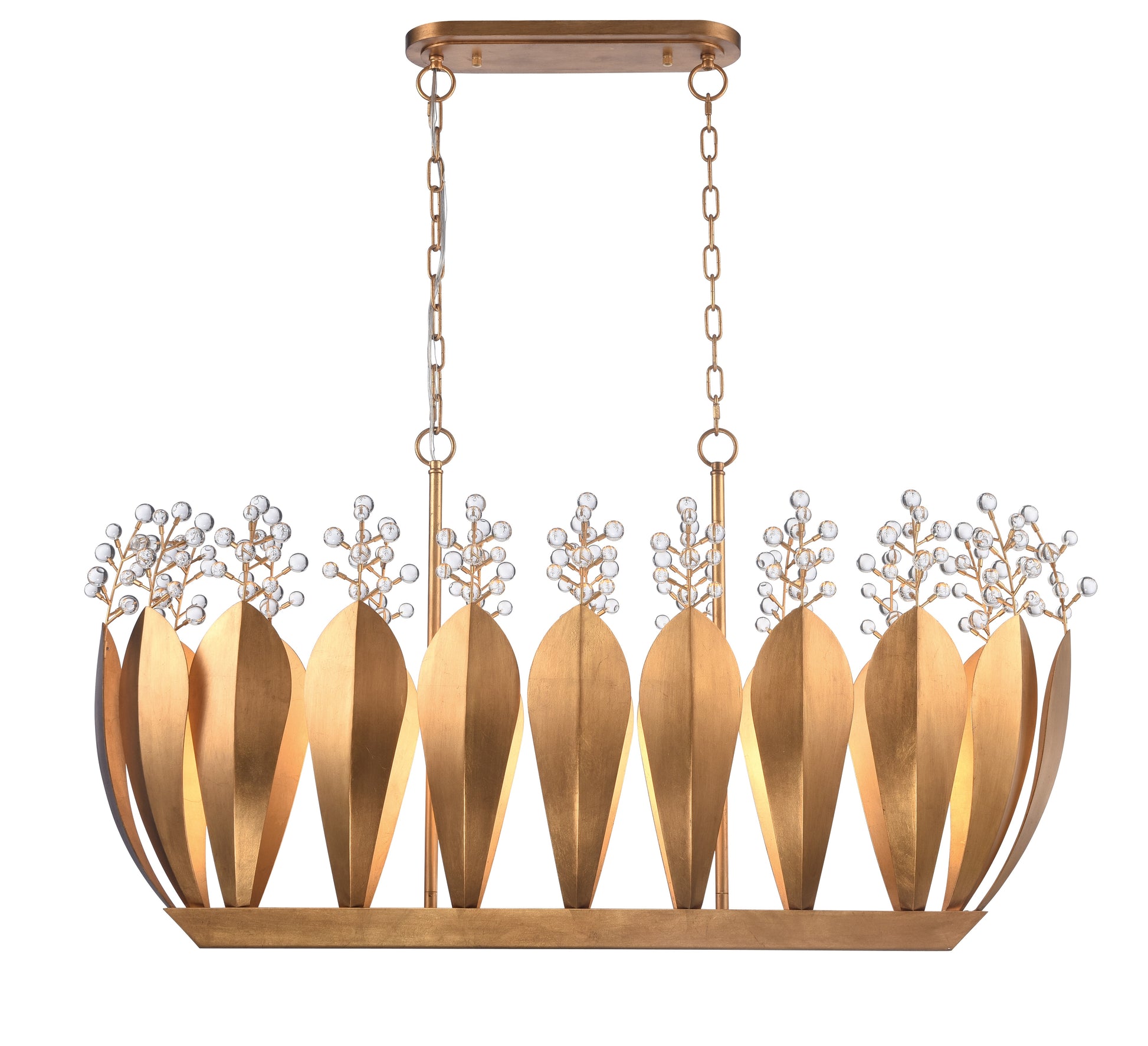 Arabela Callista antique gold leaf linear chandelier 85130-7 view 2