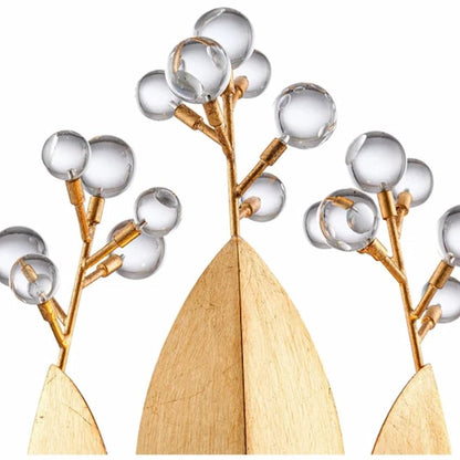 Arabela 85131-6 Callista chandelier featuring gracefully curved metal leaves and shimmering clear glass beads inspired by morning dew