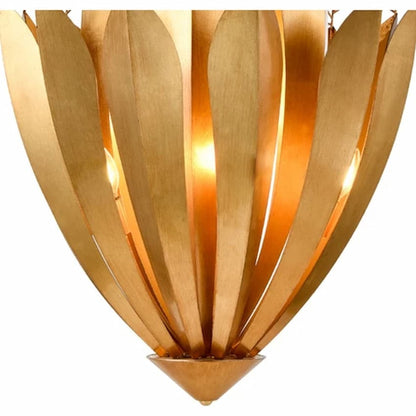Arabela 85132-9 Callista 26-inch diameter chandelier with Antique Gold Leaf iron construction and sculptural blooming flower design