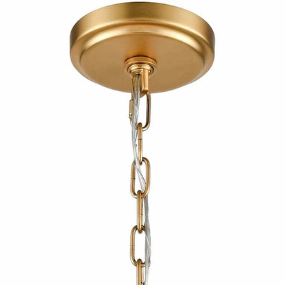 Arabela Lighting French Country 85142-9 9-light chandelier combining rustic wood texture with sophisticated Natural Brass accents