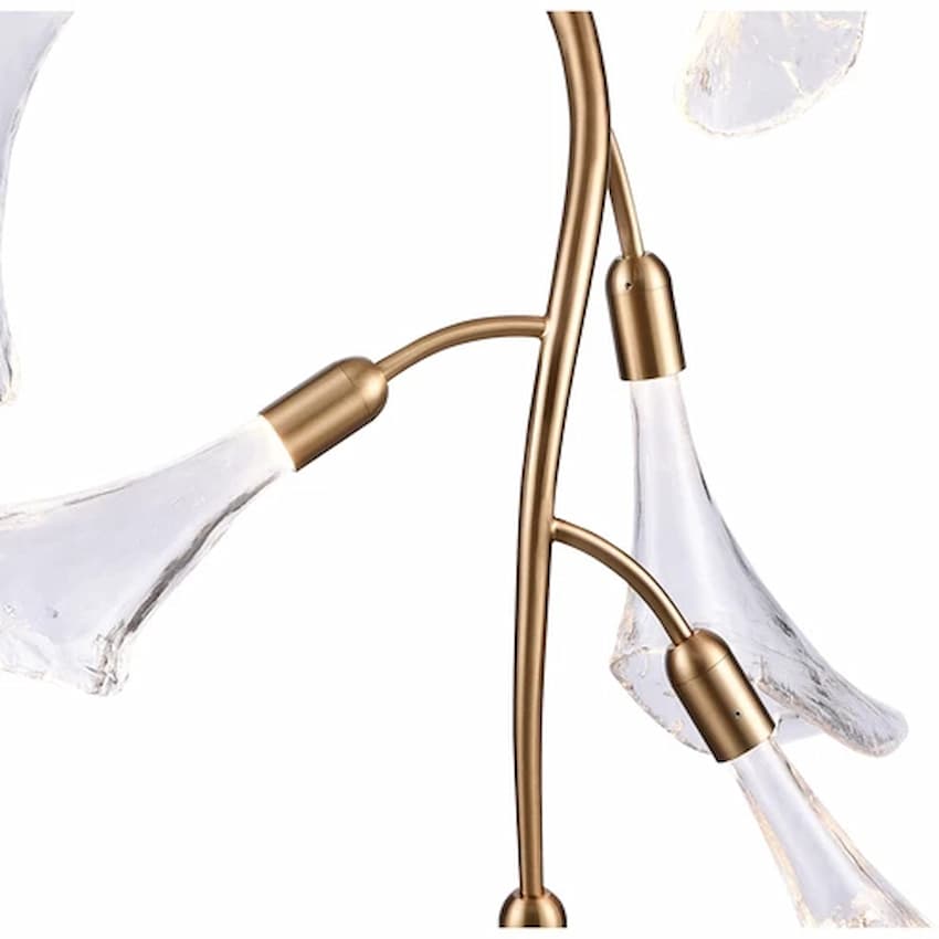 Arabela 85192-8 Calla 8-light chandelier featuring organic branching iron arms and sculptural clear textured glass blooms
