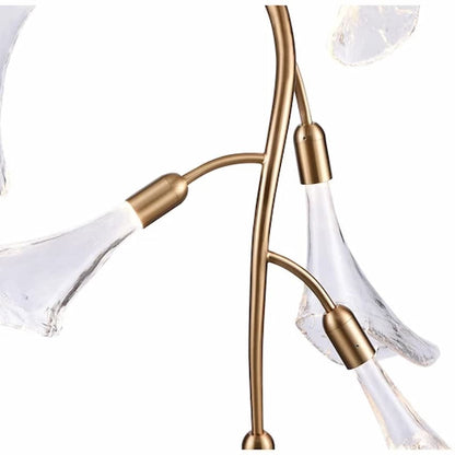 Arabela 85192-8 Calla 8-light chandelier featuring organic branching iron arms and sculptural clear textured glass blooms