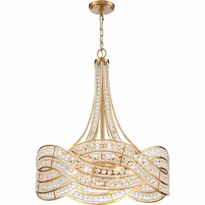 Arabela Lighting Anastasia 85231-6 27-inch chandelier with Lacquered Gold finish and intricate clear crystal filigree detailing