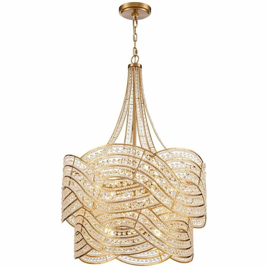 Arabela Lighting Anastasia 85232-12 39-inch 12-light chandelier with Lacquered Gold finish and clear crystal filigree detailing