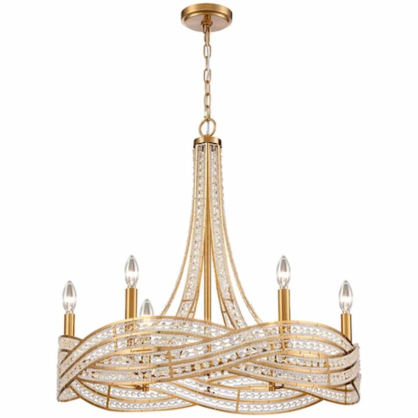 Arabela Lighting Anastasia 85233-6 25-inch chandelier with Lacquered Gold finish and intricate clear crystal filigree