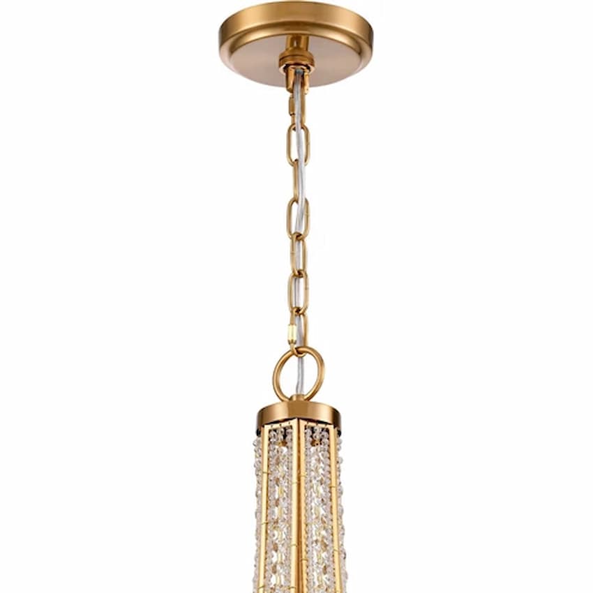 Arabela 85233-6 Anastasia chandelier with Lacquered Gold iron construction, clear crystal detailing and graceful vintage-inspired silhouette