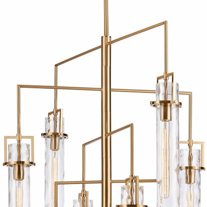 Arabela 85243-10 Jayden chandelier with clear cylindrical water glass, precision clasping brackets and sophisticated modern styling