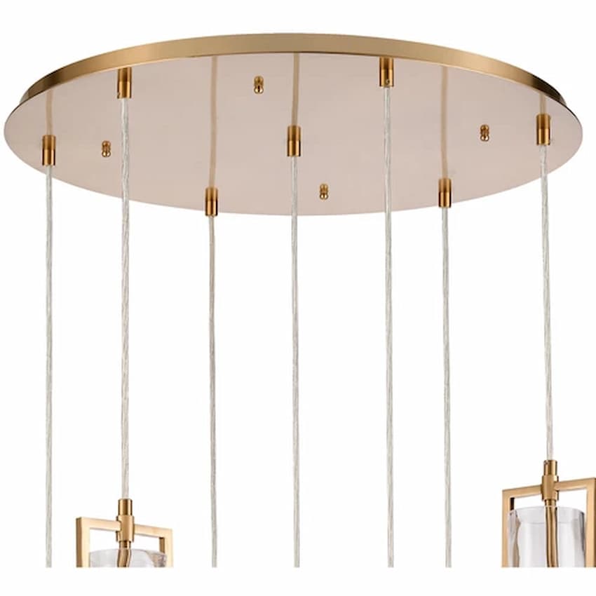 Arabela Lighting Jayden 85244-7 contemporary chandelier with seven T8 E26 lights and sculptural vertical glass arrangement