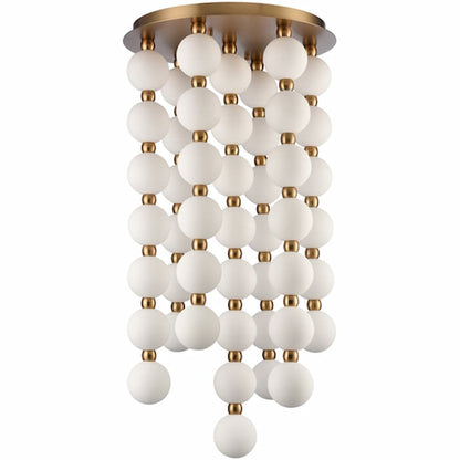 Arabela Lighting Mod 85283-47 contemporary chandelier with textured white glass spheres and warm Satin Brass steel construction