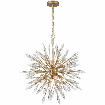 Arabela Lighting Crystal Fusion 85421-8 30-inch chandelier with Peruvian Gold finish and large faceted clear K9 crystals