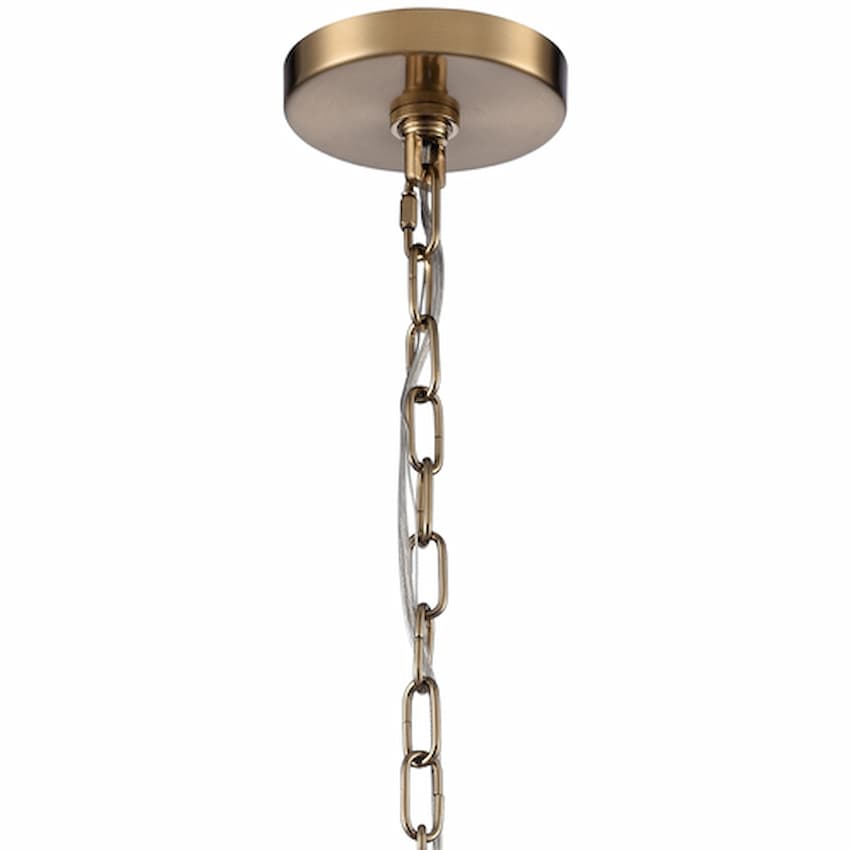 Arabela 85430-4 Cabana 4-light chandelier with Lacquered Gold metalwork and layered natural corn leaf accents
