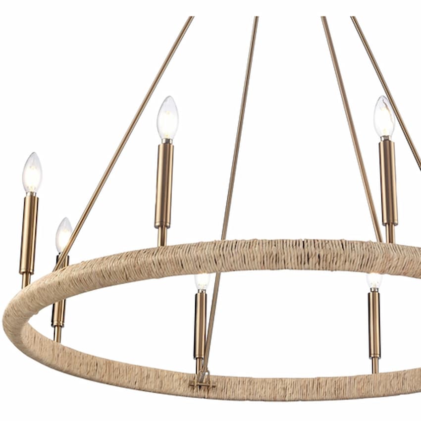 Arabela Lighting Cabana 85432-8 organic chandelier with eight E12 candelabra lights and warm nature-inspired woven texture