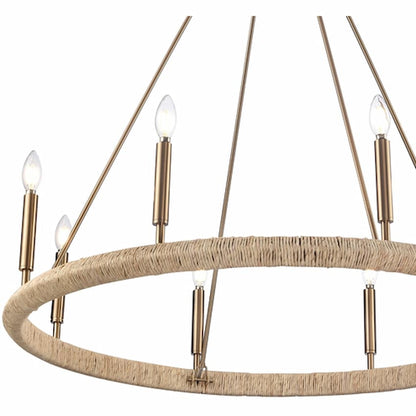 Arabela Lighting Cabana 85432-8 organic chandelier with eight E12 candelabra lights and warm nature-inspired woven texture