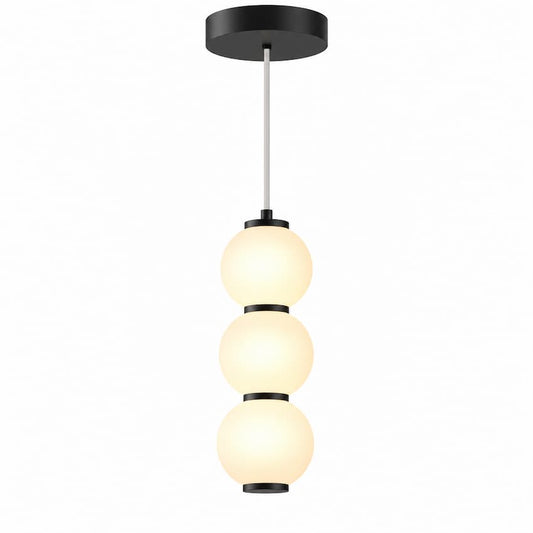 Alora Mood Bijou PD530313MBOP-UNV 7-Inch LED Pendant Light in Matte Black with Opal Glass Shade