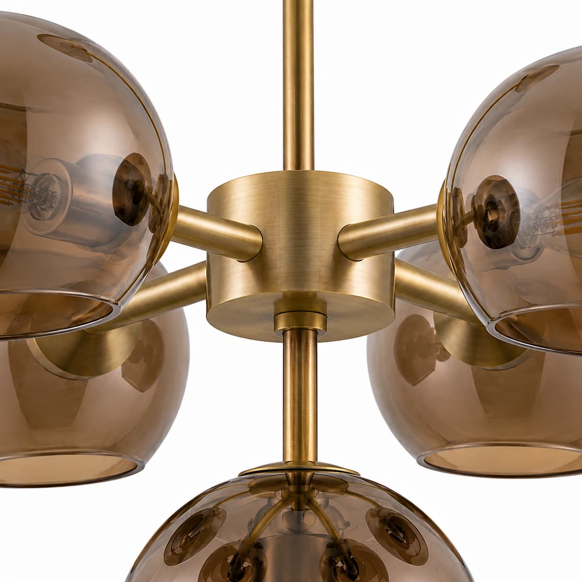 Alora Mood Willow 18-in chandelier CH548518BGCP with Brushed Gold finish and Copper glass shades for dining rooms, living rooms, bedrooms and entryways
