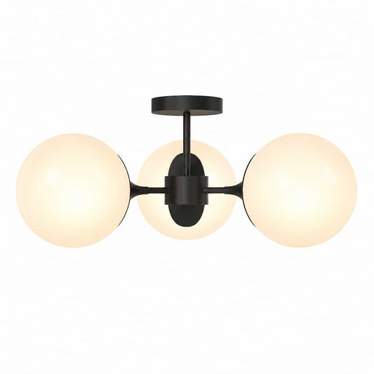 Alora Mood Nouveau SF505326AGOP 26-Inch 3-Light Semi-Flush Mount in Aged Gold with Matte Opal Glass Globes