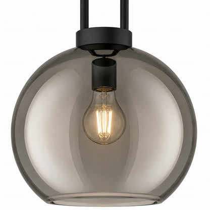 Alora Mood PD601710MBSM Soji Japandi Pendant Ceiling Light with Matte Black Finish, Smoked Solid Glass and Japanese Lantern-Inspired Design