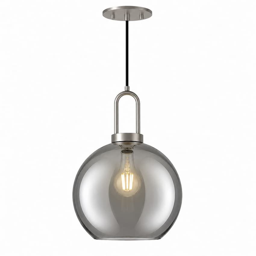 Alora Mood Soji PD601710BNSM 10-Inch Pendant Light in Brushed Nickel Finish with Smoked Solid Glass Shade