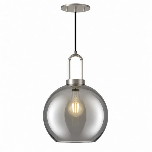 Alora Mood Soji PD601710BNSM 10-Inch Pendant Light in Brushed Nickel Finish with Smoked Solid Glass Shade