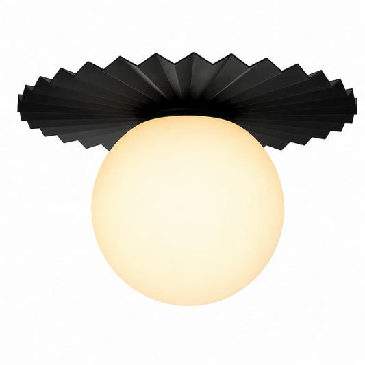Alora Mood Plume FM501214MBOP 14-Inch 1-Light Flush Mount in Matte Black Finish with Opal Matte Glass Globe Shade