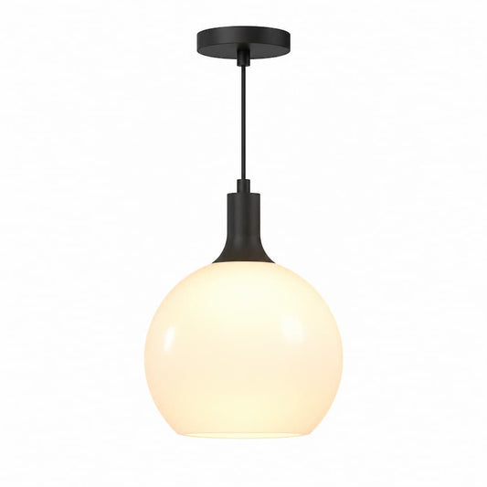 Alora Mood Castilla PD506210MBOP 10-Inch Pendant Light in Matte Black with Matte Opal Glass Shade