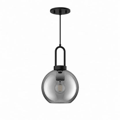 Alora Mood Soji Collection PD601608MBSM 1-Light Pendant with Matte Black Steel Hardware, Smoked Solid Glass Shade and E26 Bulb Base