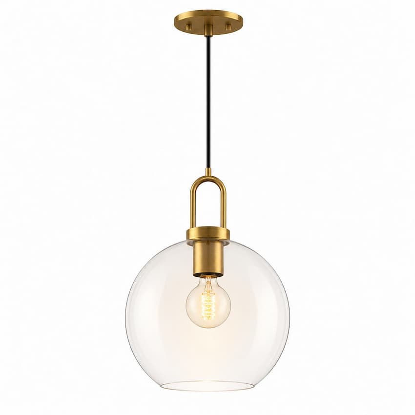 Alora Mood Soji PD601710AGCL 10-Inch Pendant Light in Aged Gold Finish with Clear Glass Globe Shade