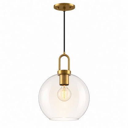 Alora Mood Soji PD601710AGCL 10-Inch Pendant Light in Aged Gold Finish with Clear Glass Globe Shade