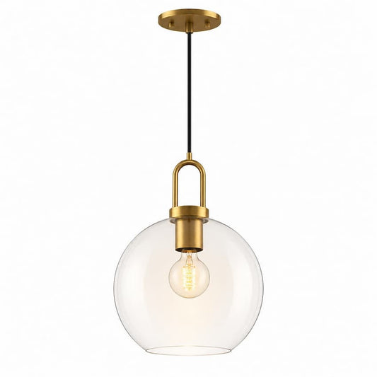 Alora Mood Soji PD601710AGCL 10-Inch Pendant Light in Aged Gold Finish with Clear Glass Globe Shade