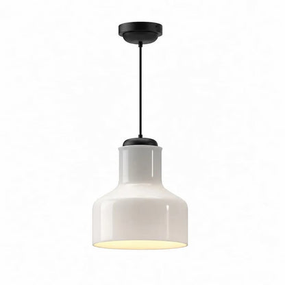 Alora Mood Westlake PD540411MBGO 11-Inch Pendant Light with Matte Black Finish and Glossy Opal Glass Shade, Front View, Unlit