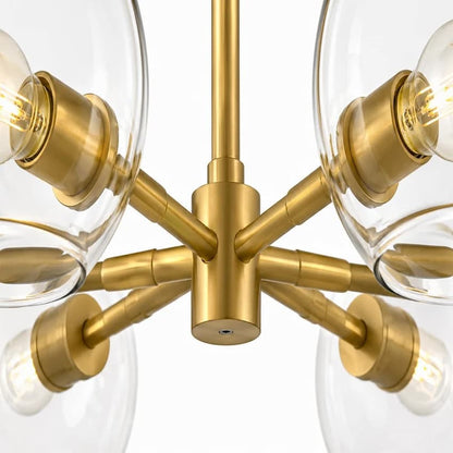 Close-Up of Alora Mood Willow LP548848BGCL Linear Pendant Featuring Brushed Gold Hardware, Clear Glass Shades and Unlit E12 Bulb Sockets