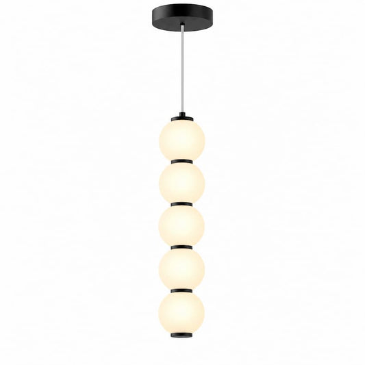 Alora Mood Bijou PD531515MBOP-UNV 5-Inch LED Pendant Light in Matte Black with Matte Opal Glass Shade