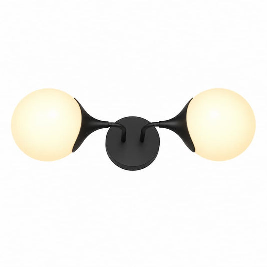 Alora Mood Nouveau WV505219MBOP 19-Inch 2-Light Vanity Light in Matte Black with Opal Glass Shades