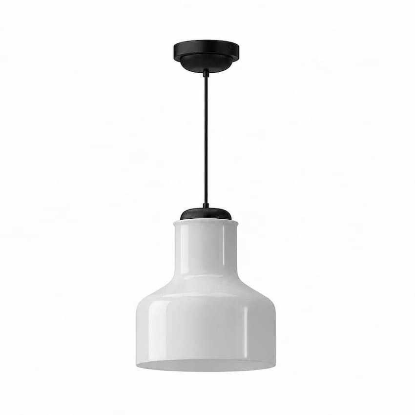 Alora Mood Westlake Collection PD540411MBGO 1-Light Pendant with Matte Black Hardware, Glossy Opal Glass Shade and Lamp Off