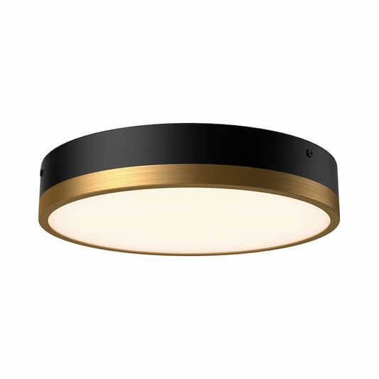 Alora Mood Adelaide FM554211AGWH-5CCT Flush Mount in Aged Gold with White Shade and Modern Ceiling Design